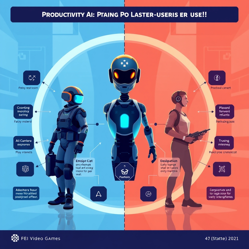 A split diagram of productivity vs player-facing AI uses