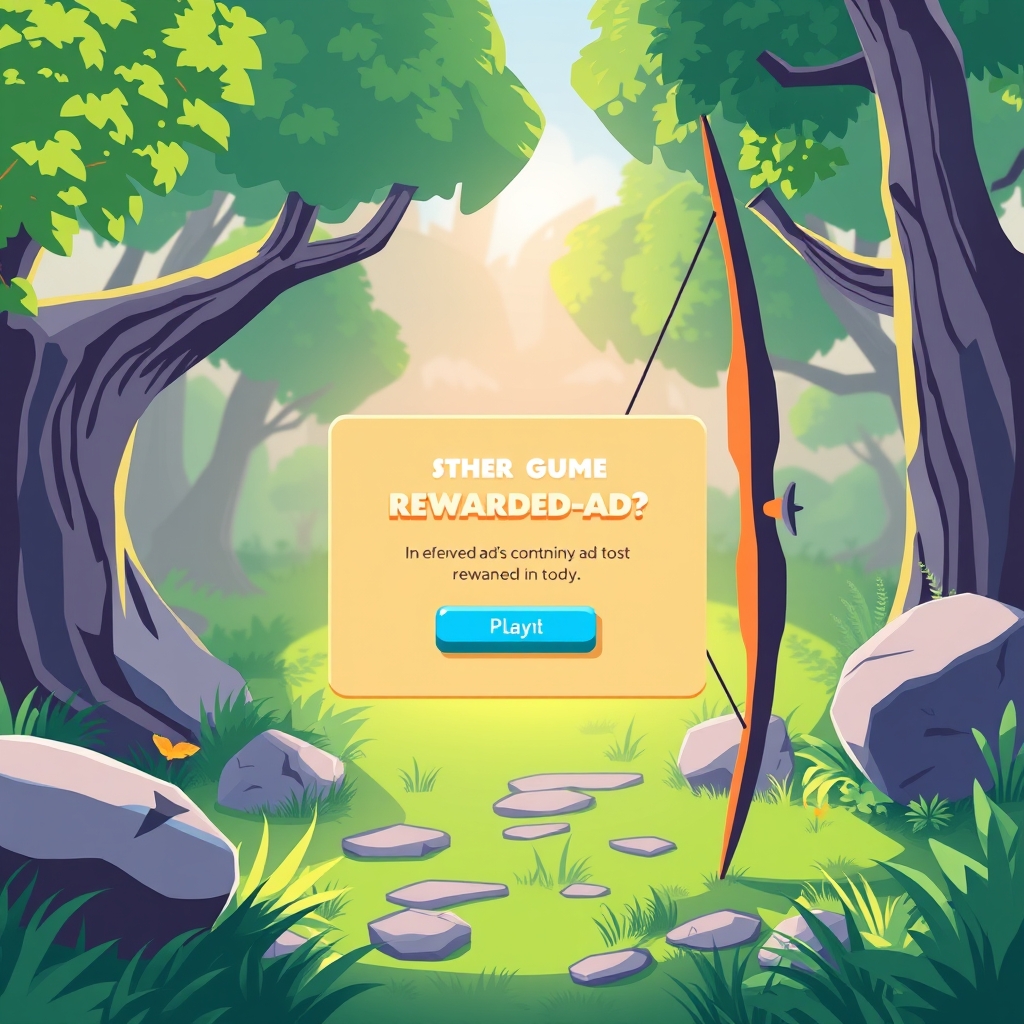A rewarded-ad prompt inside an archery game
