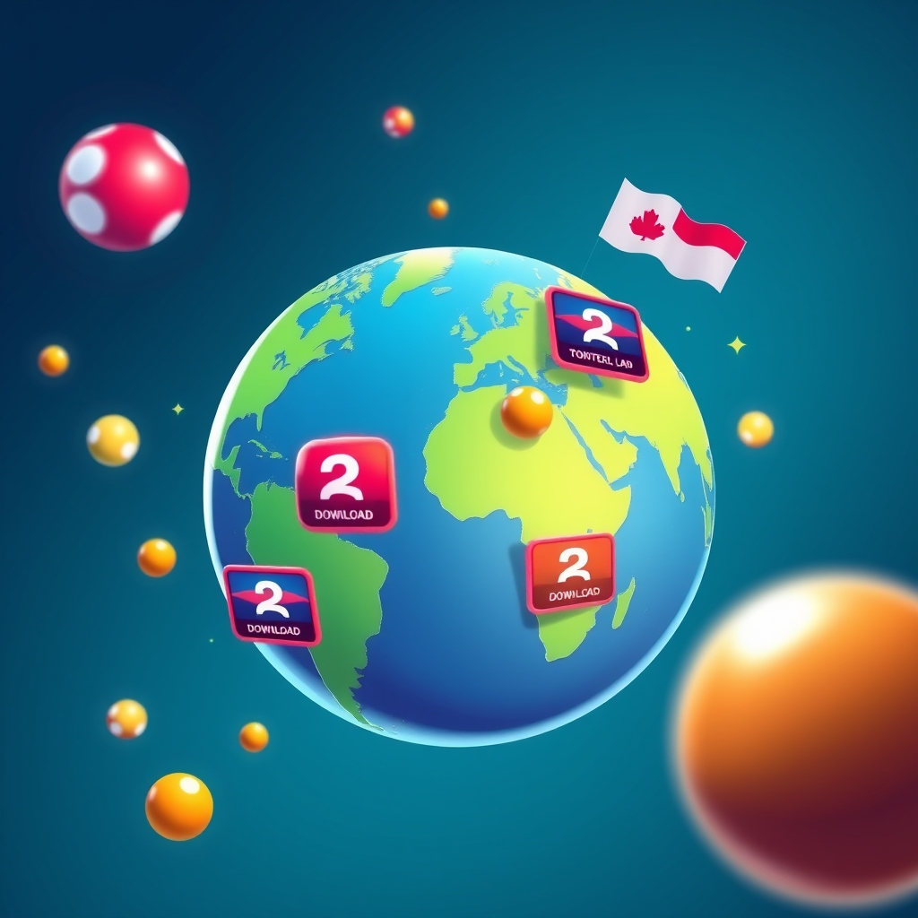 A globe with pool-game download hotspots