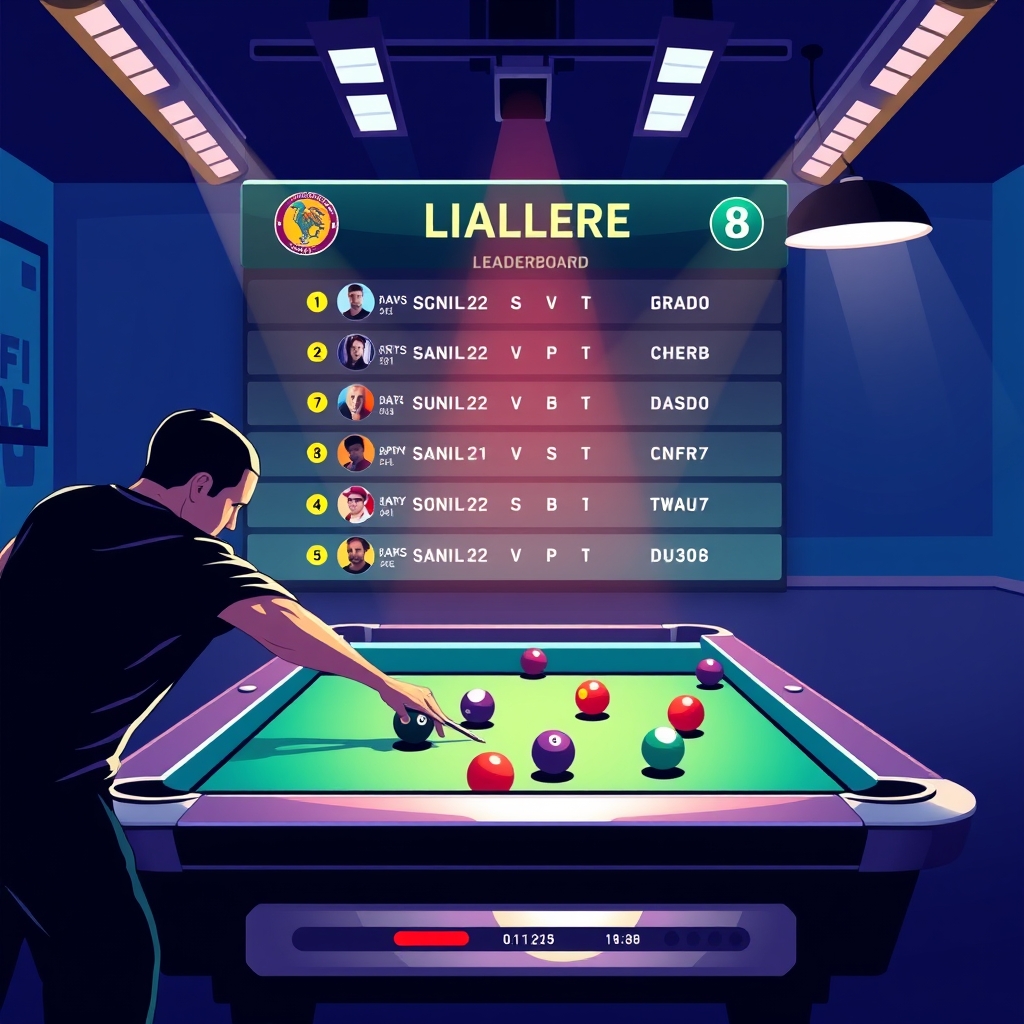 A leaderboard of active pool players