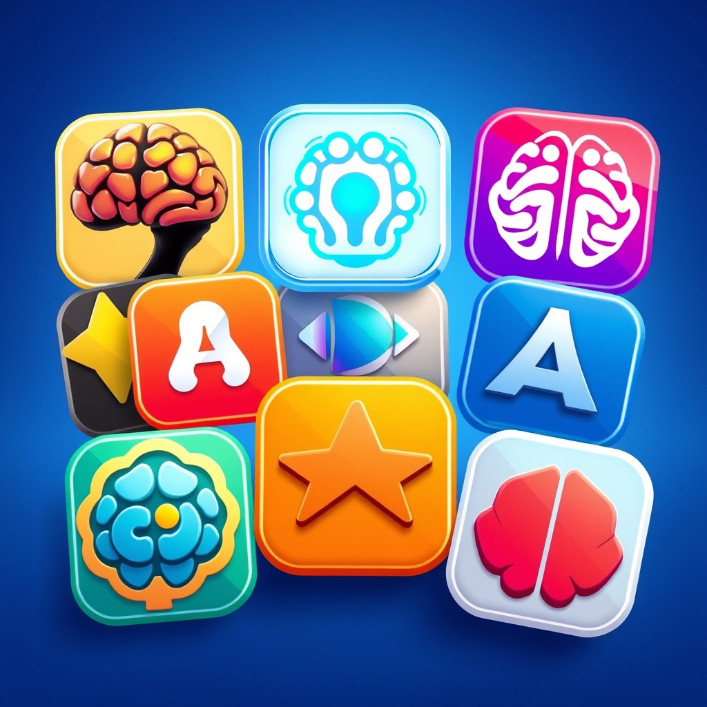 A lineup of leading brain-training app icons