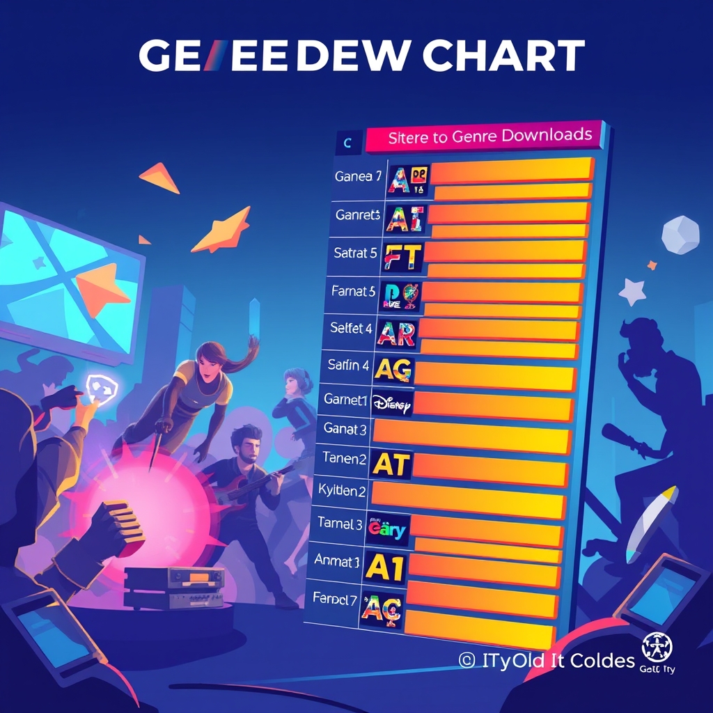 A ranked chart of genre downloads