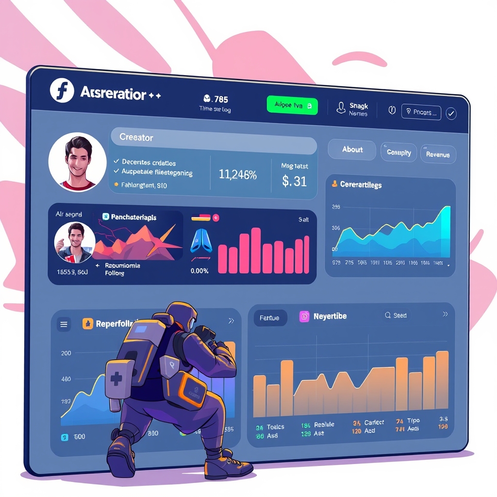 A creator dashboard with follower and revenue stats