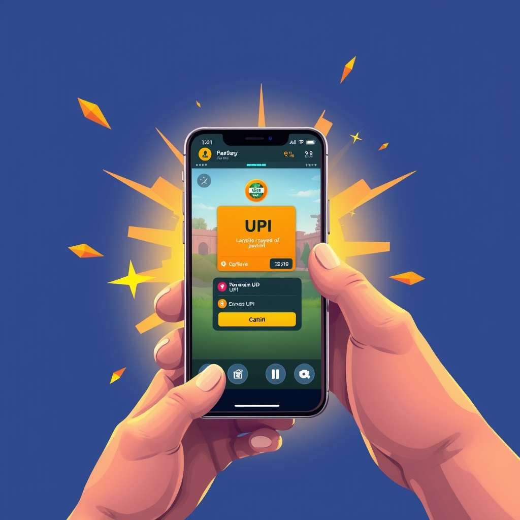 A phone showing a UPI payment inside a game