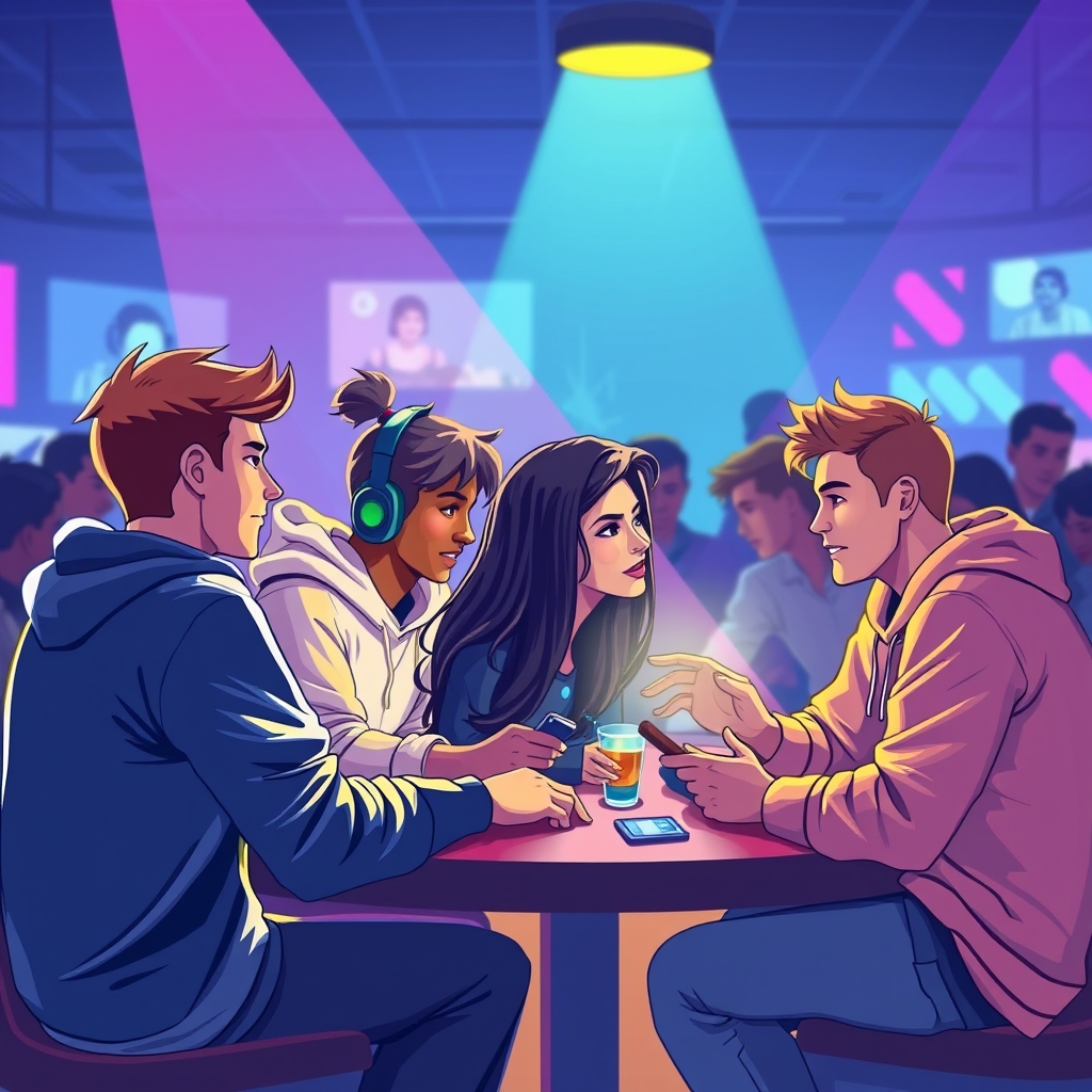 People connecting socially through a cooperative game