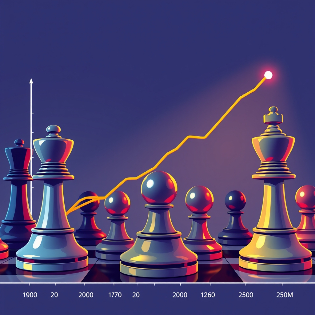 A line chart doubling from 100M to 250M chess members