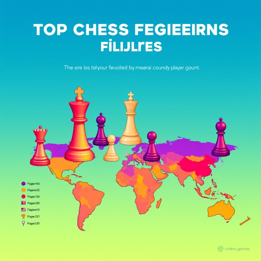 A world map of top chess federations by player count