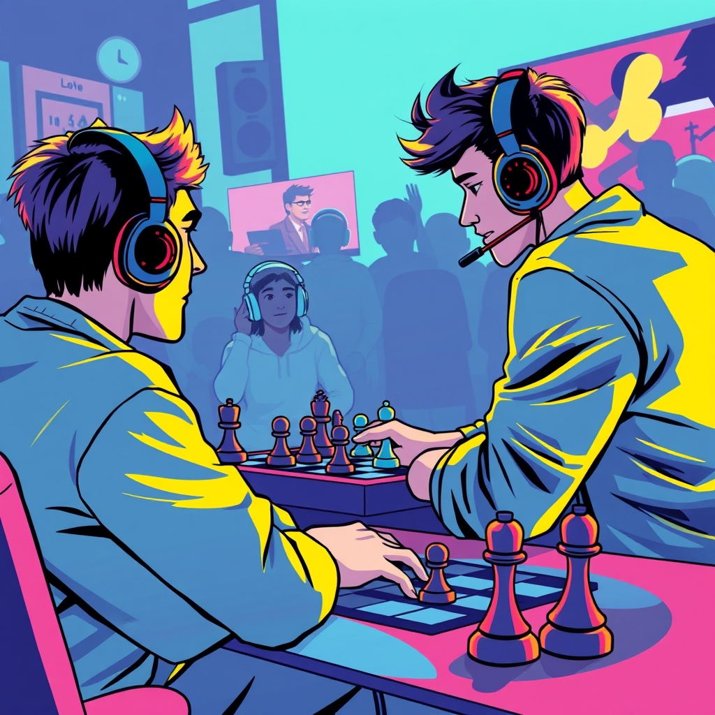 A streamer playing chess to a live audience