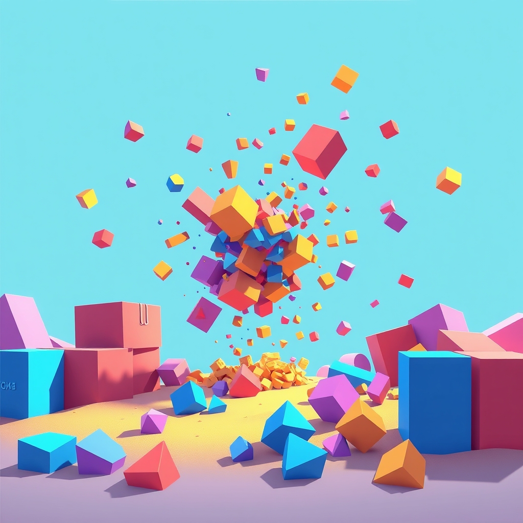 A chain-reaction collapse in a physics sandbox