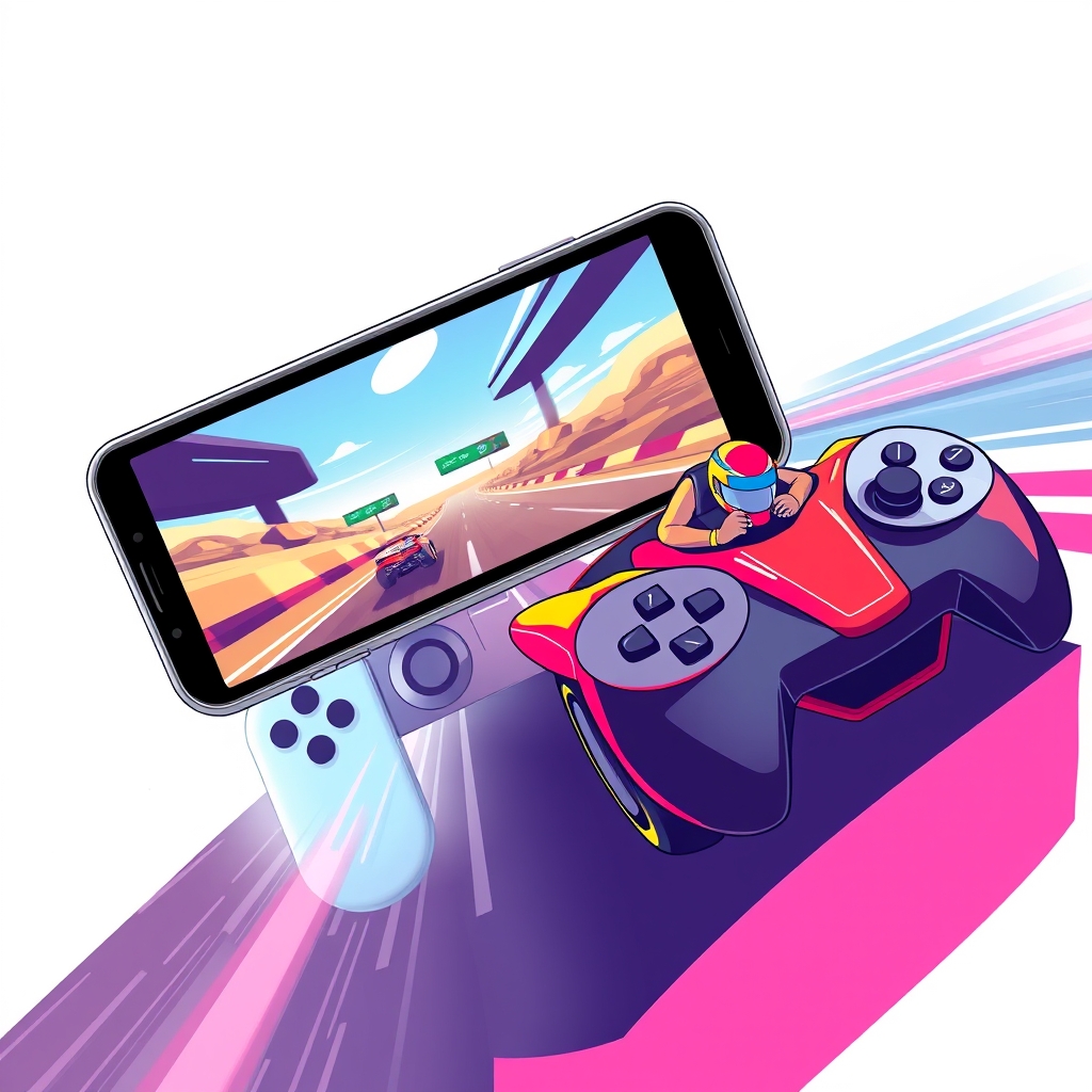 A phone and a console racing side by side