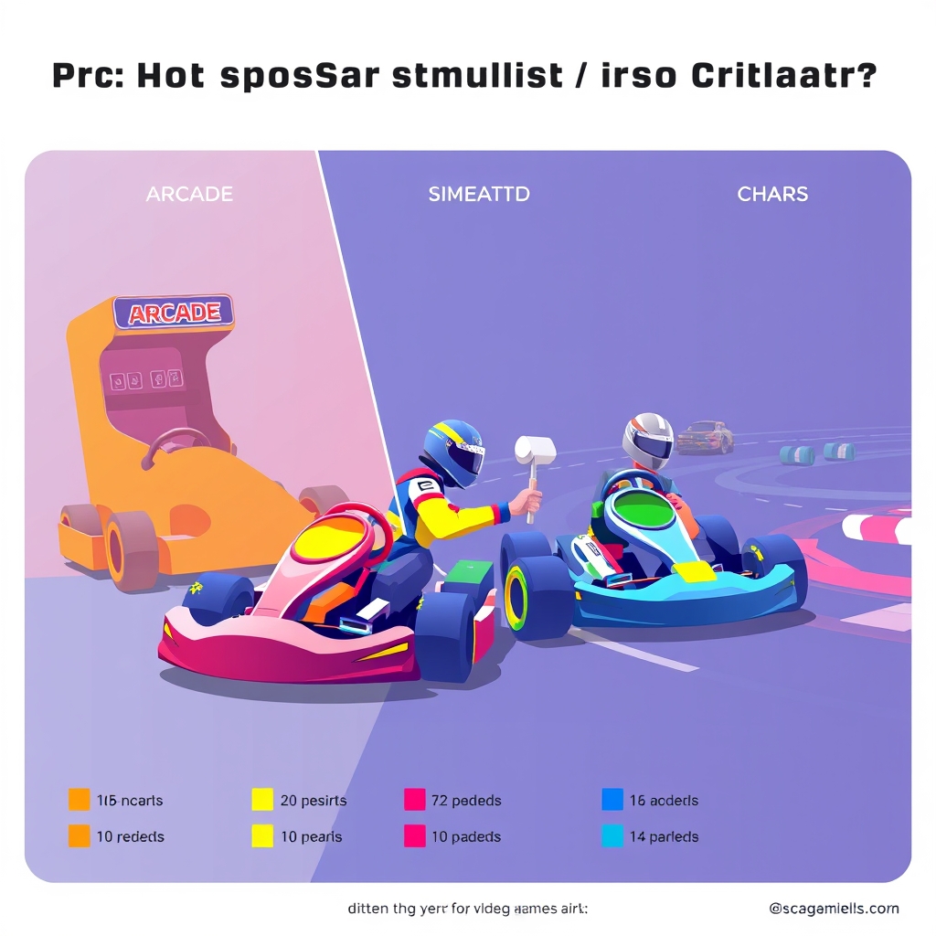 A split chart of arcade, simulation, and kart racing shares