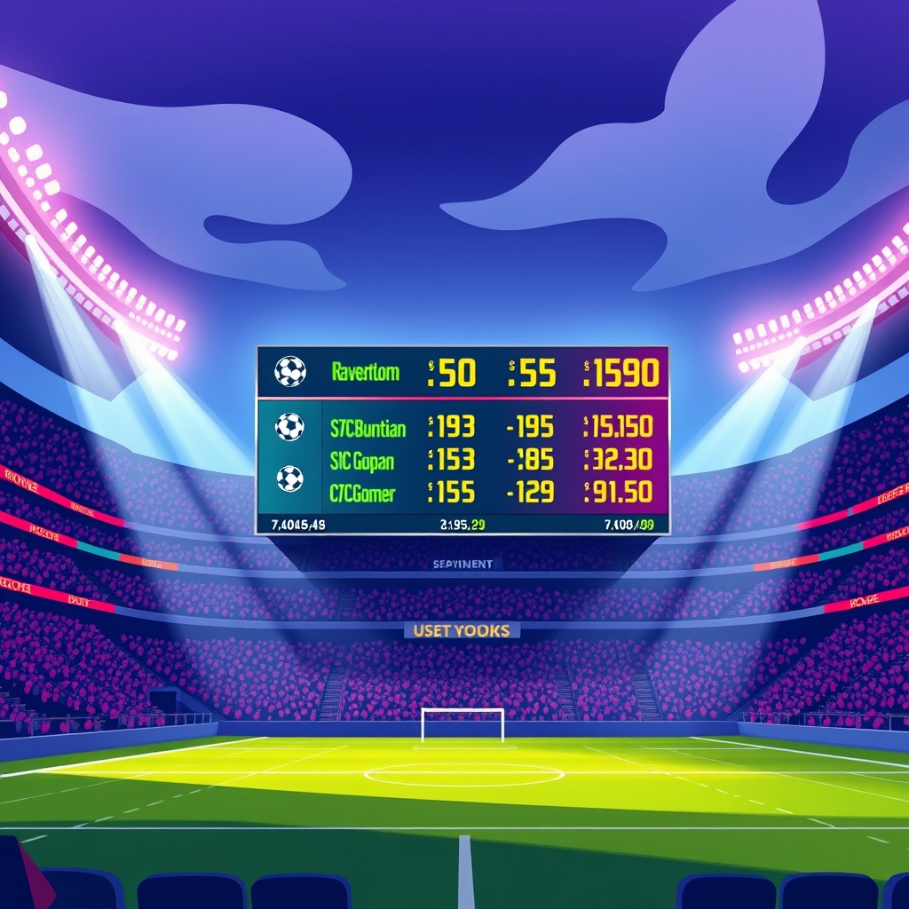 A stadium scoreboard displaying revenue figures