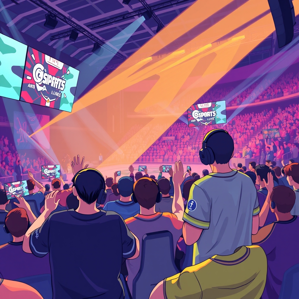A sports esports event with a live audience